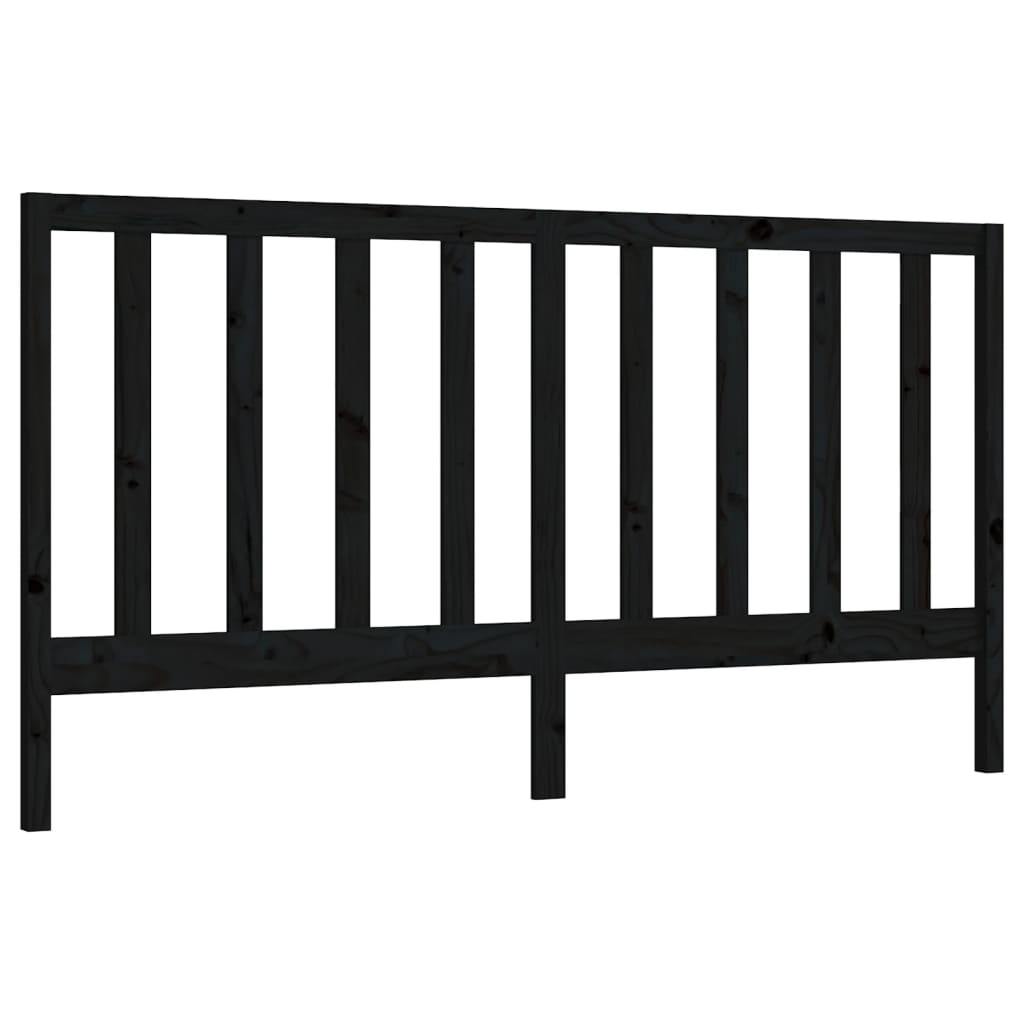 Sengegavl svart 186x4x100 cm heltre furu