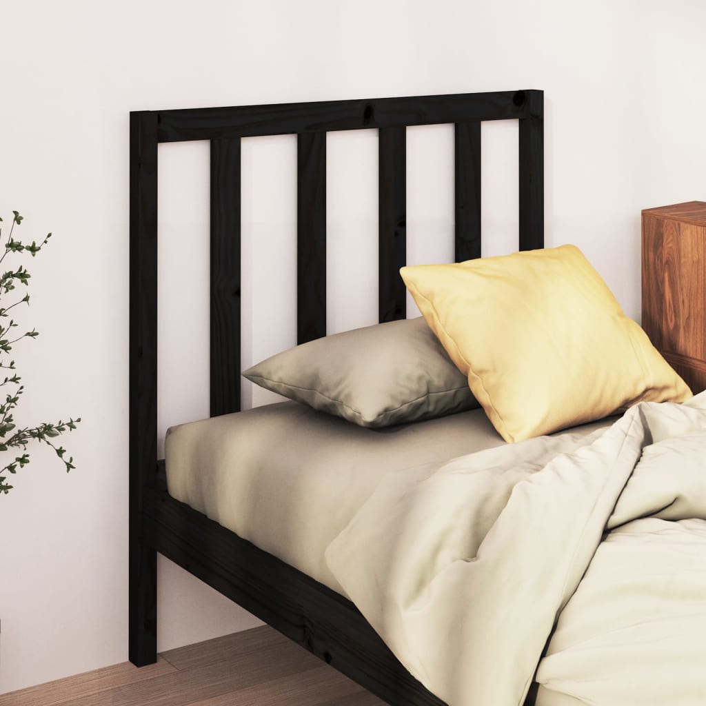Sengegavl svart 81x4x100 cm heltre furu