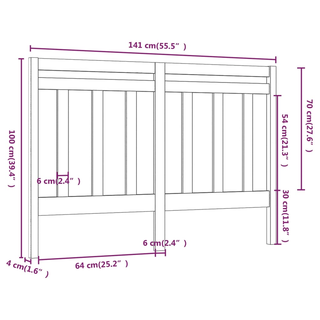 Sengegavl honningbrun 141x4x100 cm heltre furu