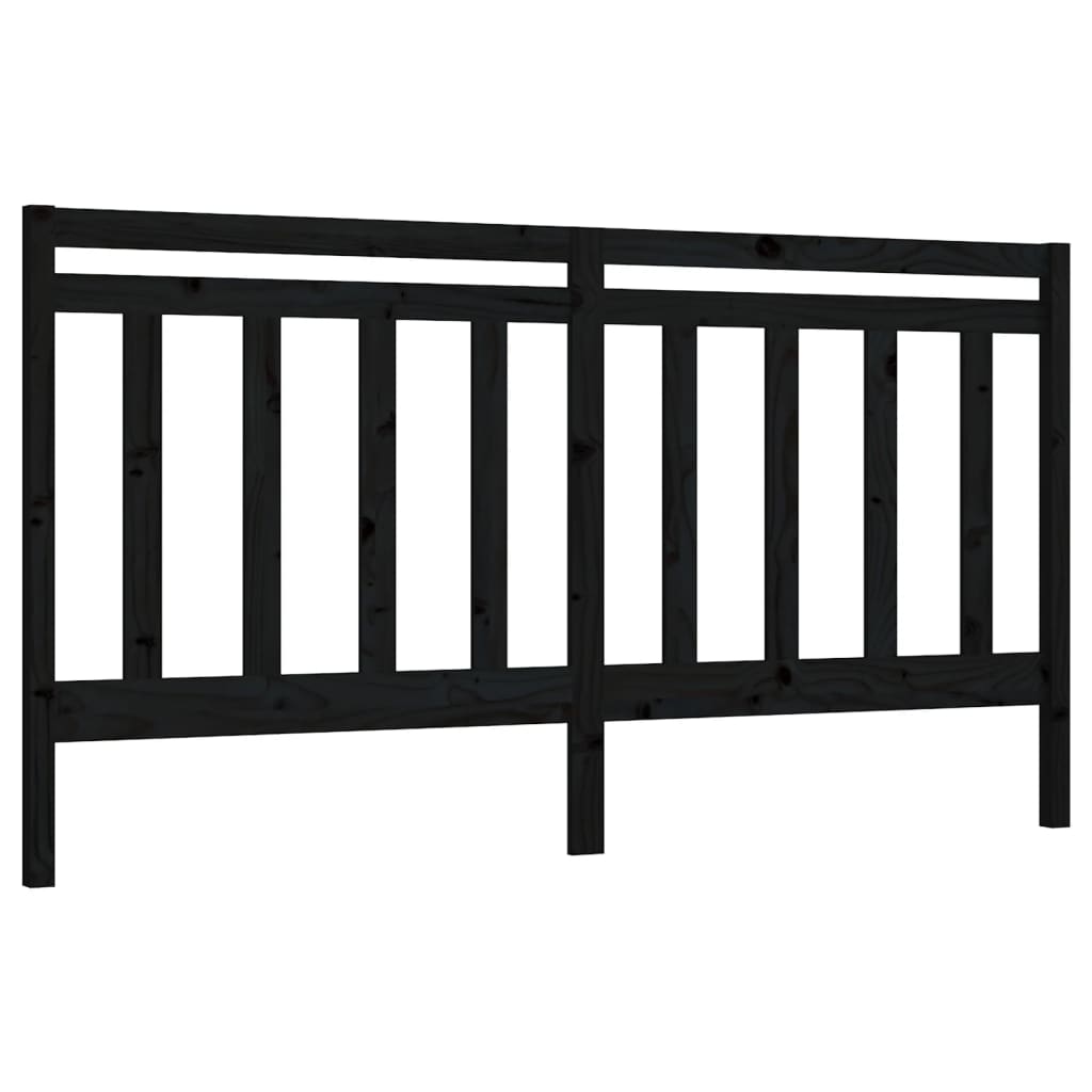 Sengegavl svart 186x4x100 cm heltre furu