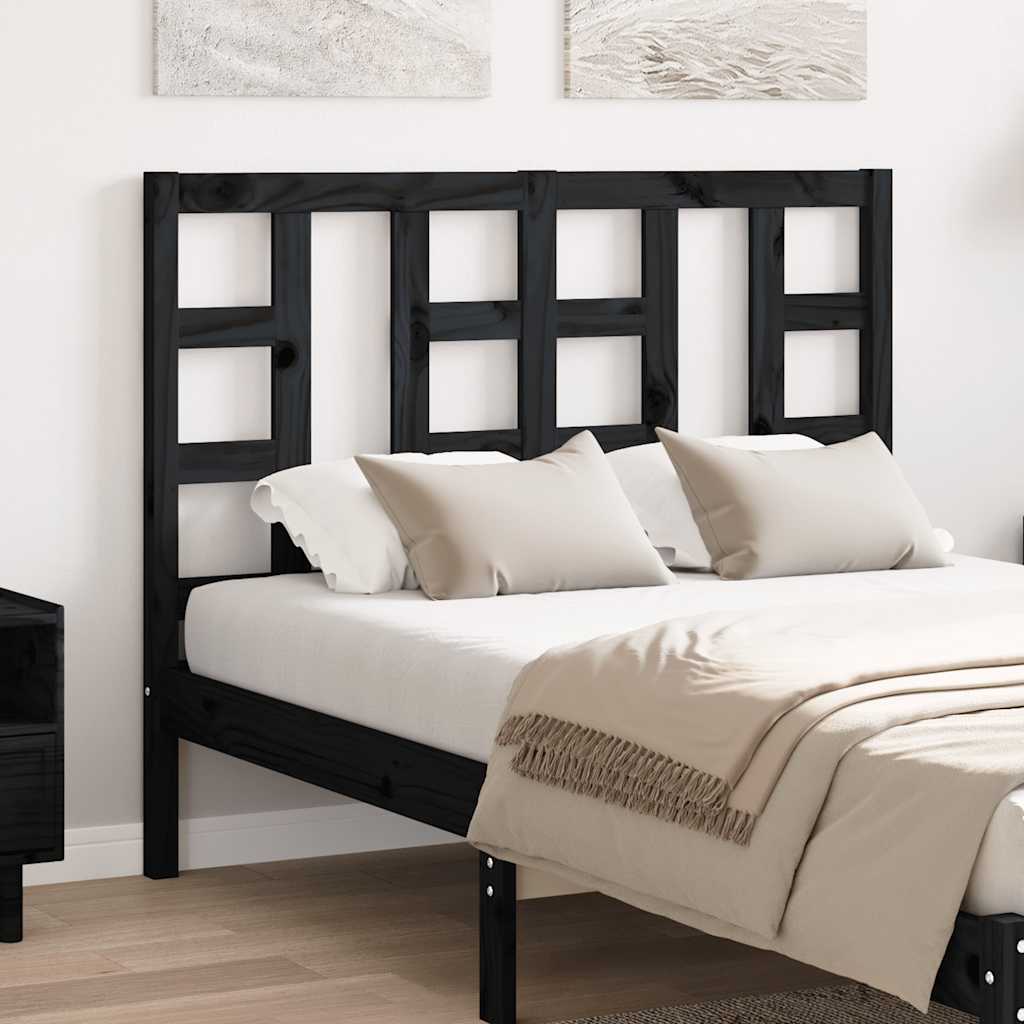 Sengegavl svart 126x4x100 cm heltre furu