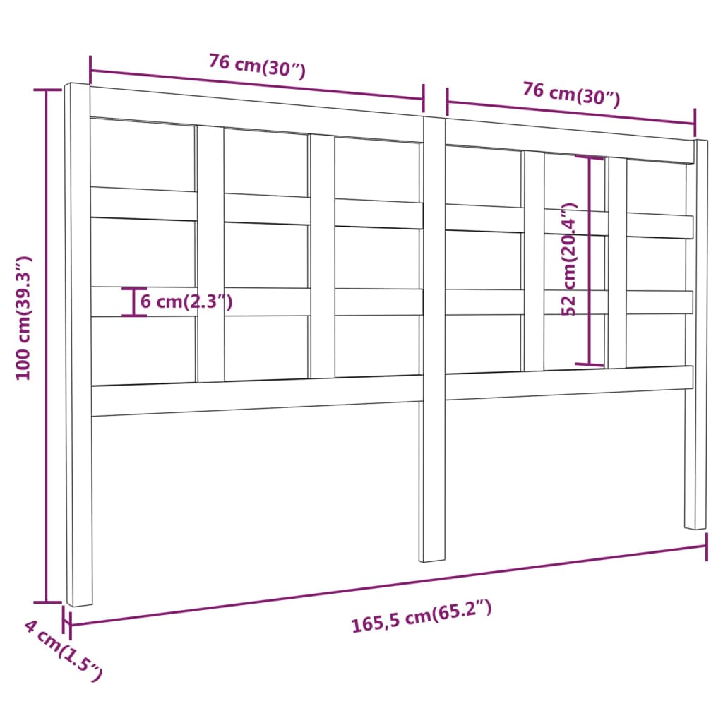 Sengegavl svart 165,5x4x100 cm heltre furu