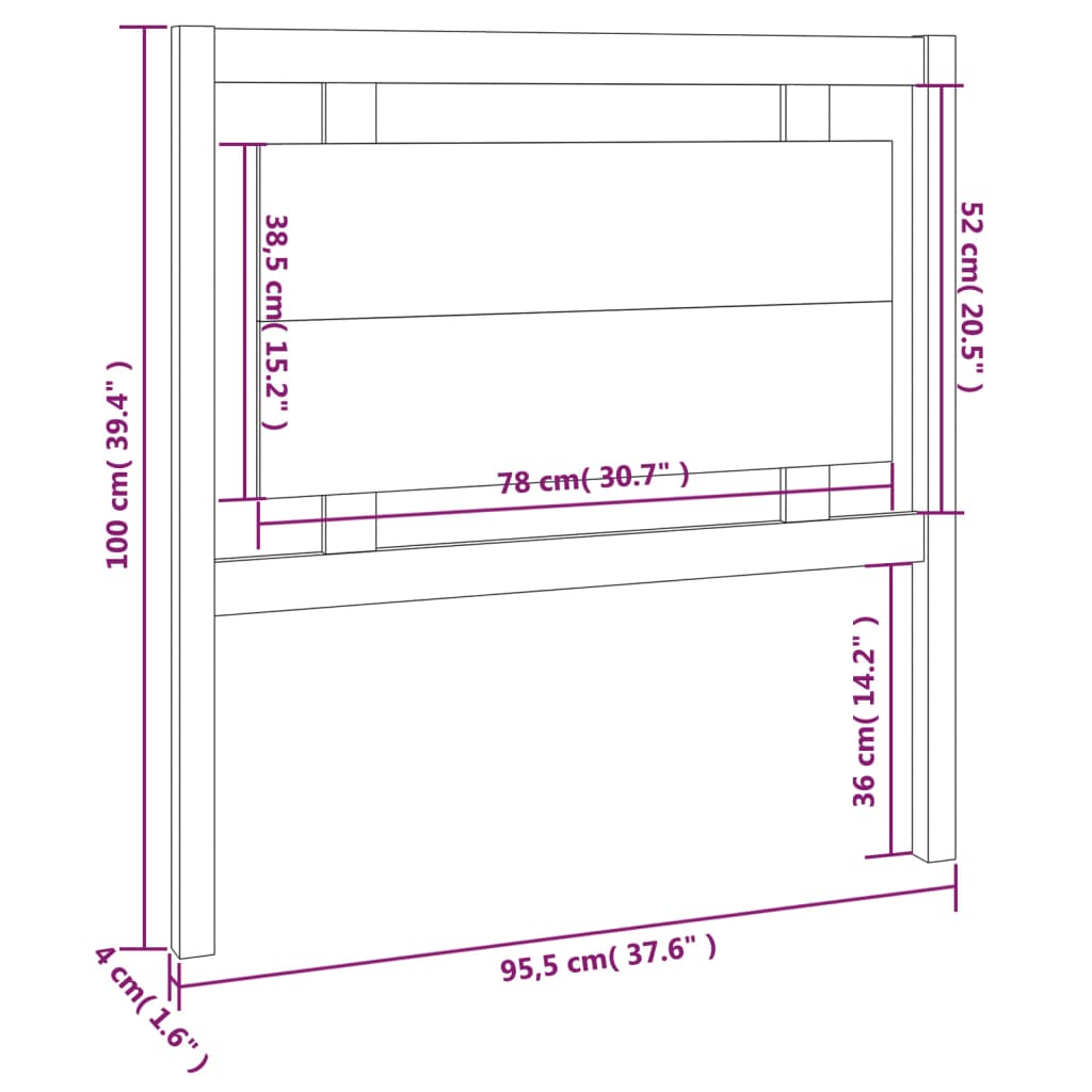 Sengegavl honningbrun 95,5x4x100 cm heltre furu