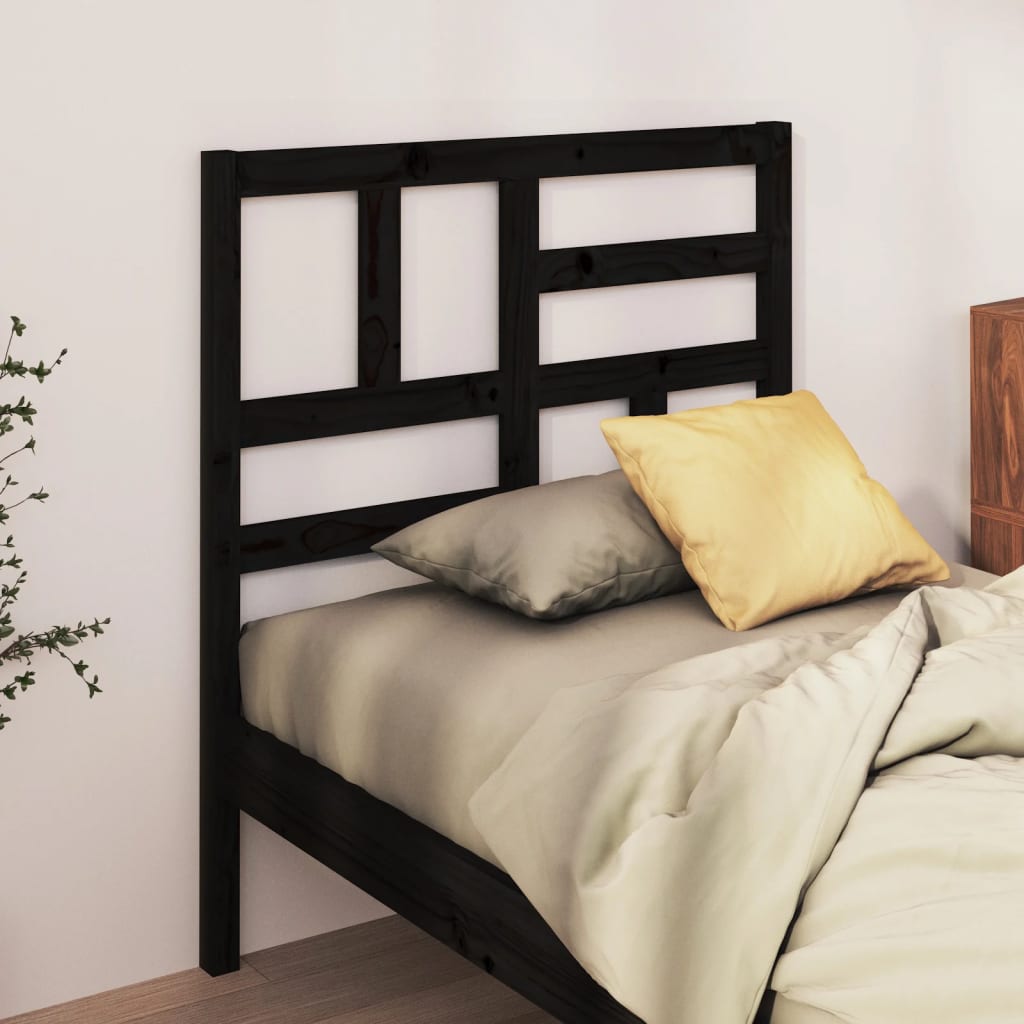 Sengegavl svart 81x4x104 cm heltre furu