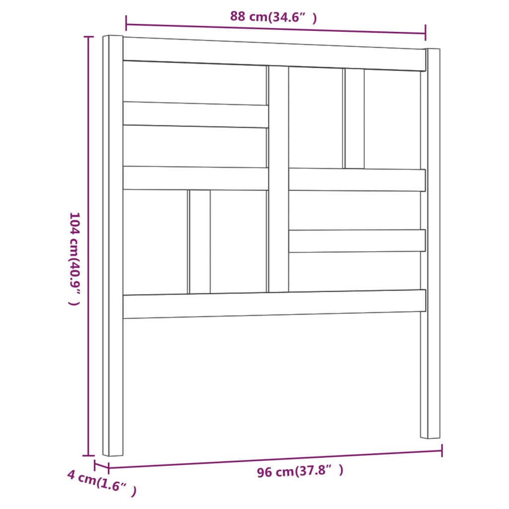 Sengegavl hvit 96x4x104 cm heltre furu