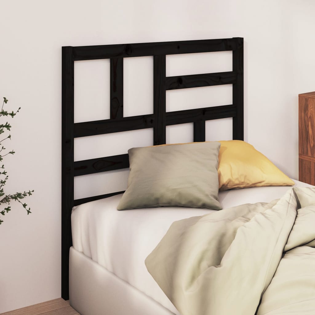 Sengegavl svart 96x4x104 cm heltre furu