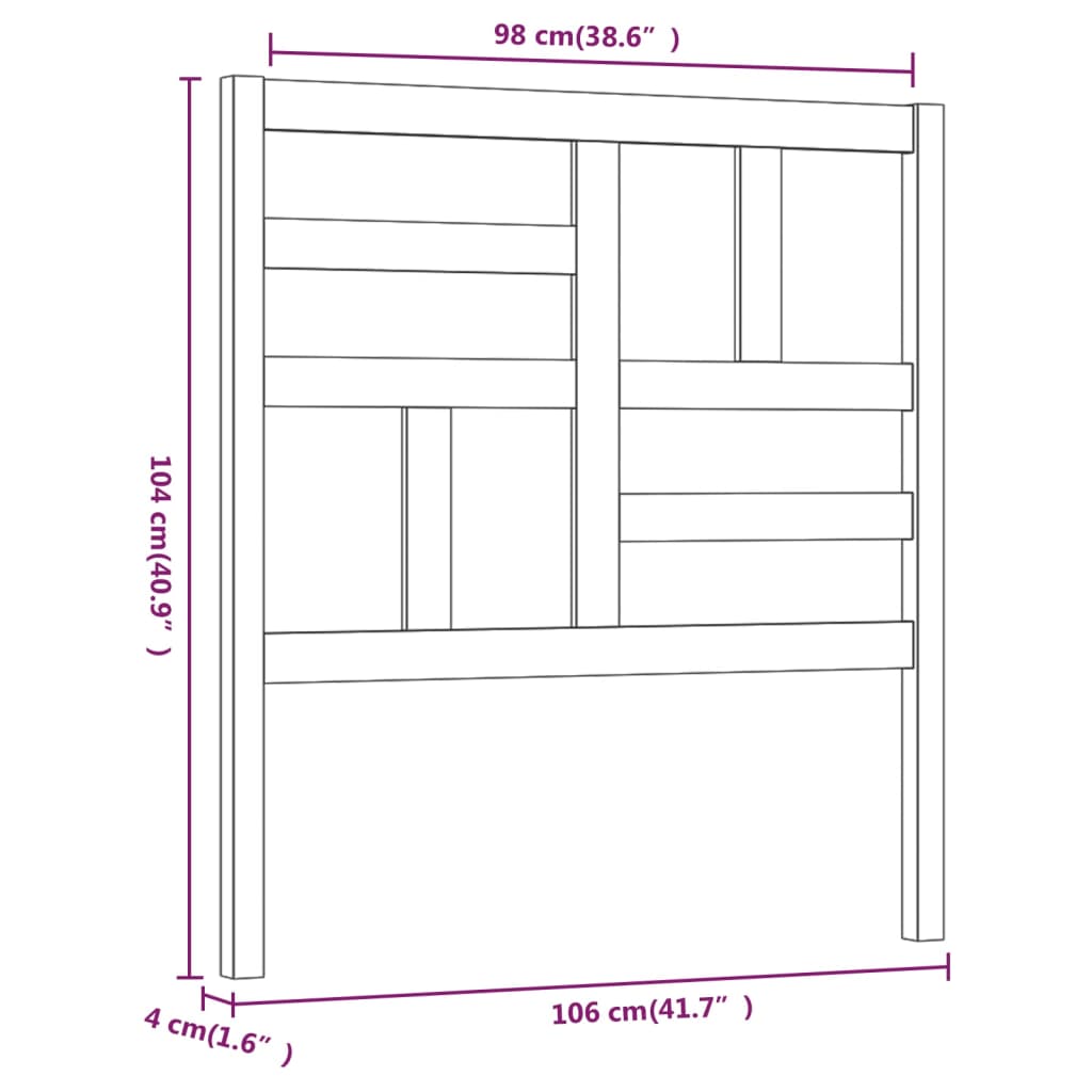 Sengegavl hvit 106x4x104 cm heltre furu