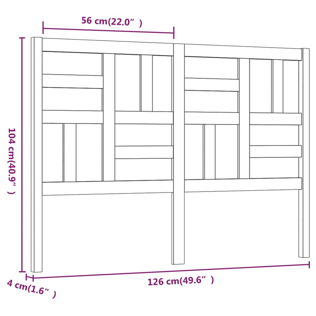 Sengegavl 126x4x104 cm heltre furu
