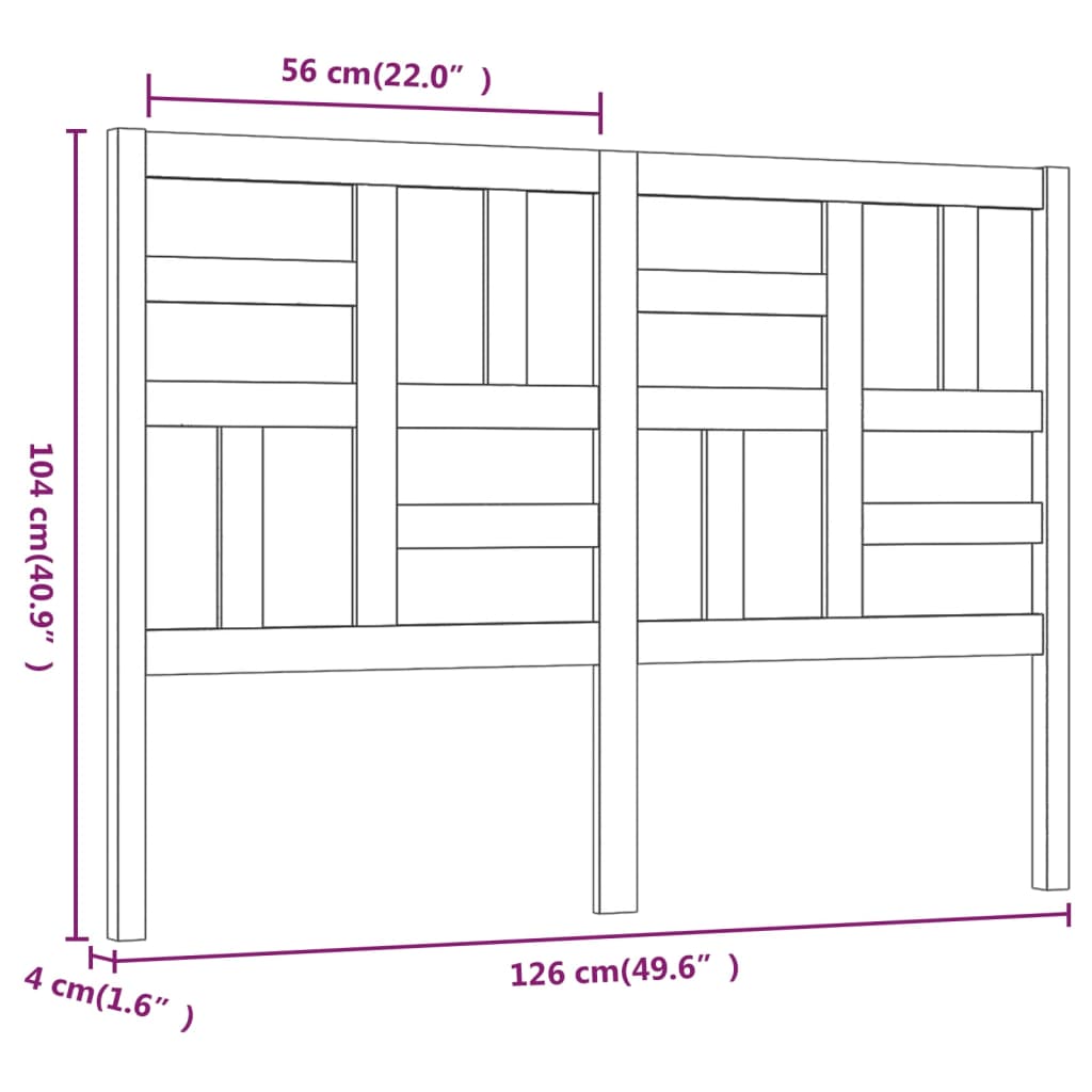 Sengegavl hvit 126x4x104 cm heltre furu
