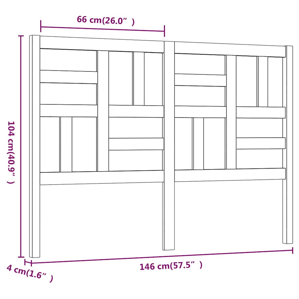 Sengegavl hvit 146x4x104 cm heltre furu