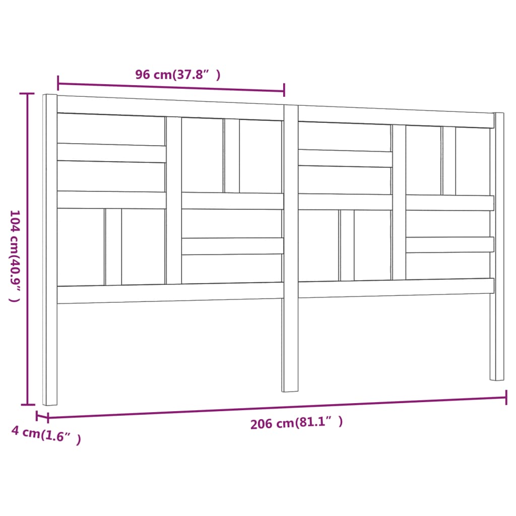 Sengegavl 206x4x104 cm heltre furu