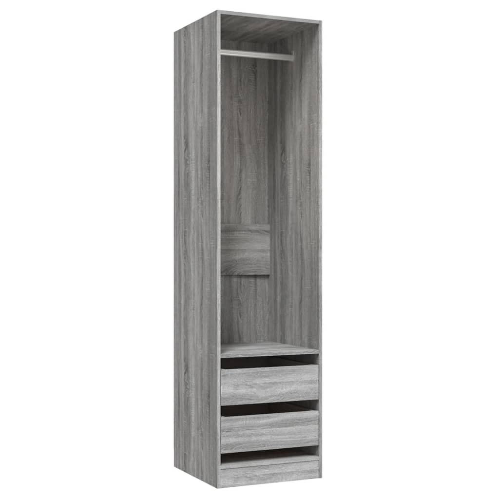 Garderobe med skuffer grå sonoma 50x50x200 cm konstruert tre
