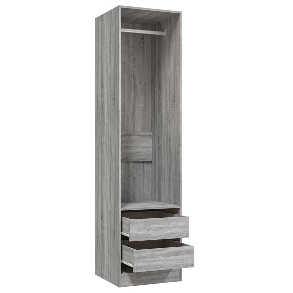 Garderobe med skuffer grå sonoma 50x50x200 cm konstruert tre