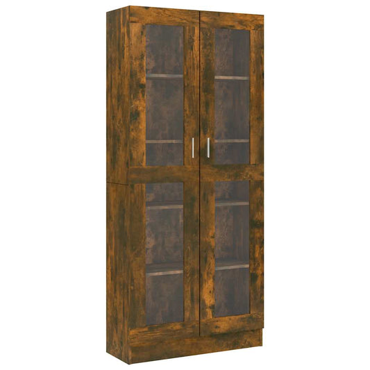 Vitrineskap røkt eik 82,5x30,5x185 cm konstruert tre