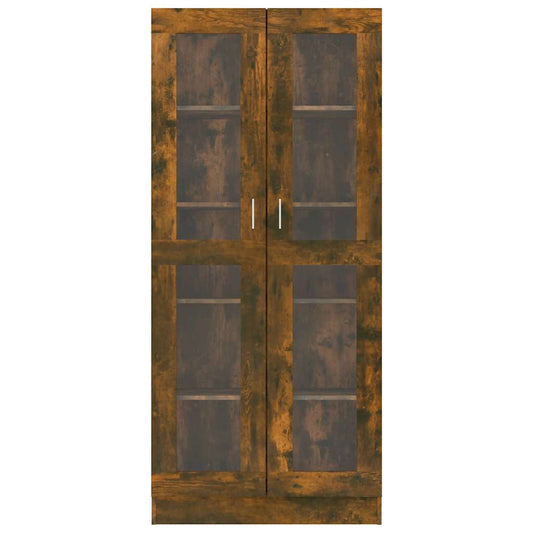 Vitrineskap røkt eik 82,5x30,5x185 cm konstruert tre