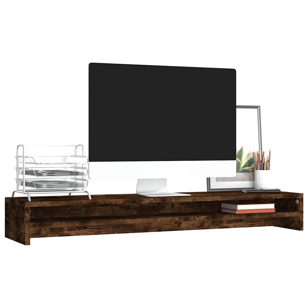 Skjermstativ røkt eik 100x24x13 cm konstruert tre
