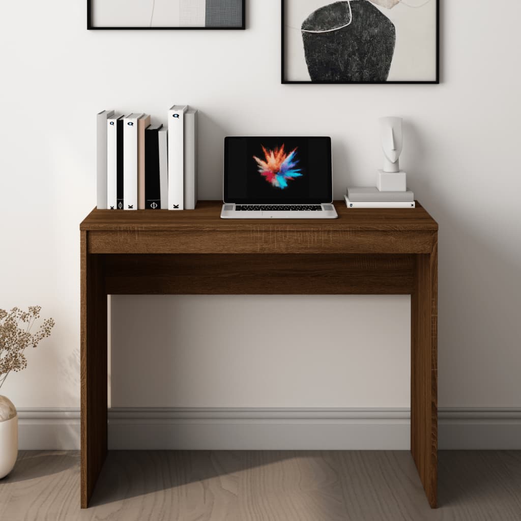 Skrivebord brun eik 90x40x72 cm konstruert tre