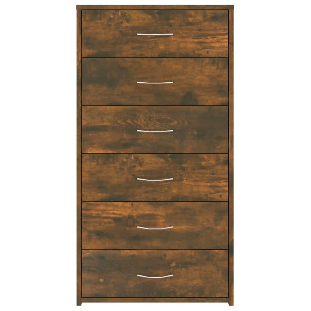 Skjenk med 6 skuffer røkt eik 50x34x96 cm konstruert tre