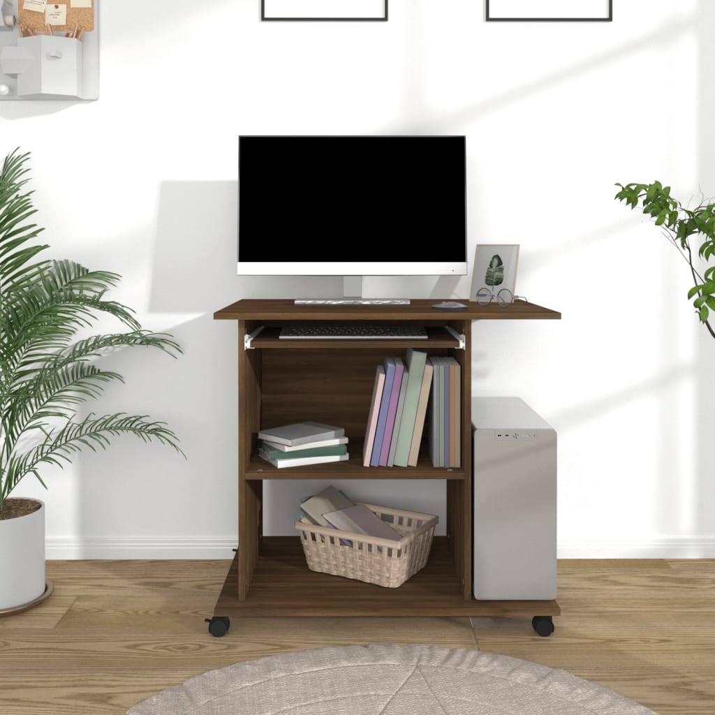 Databord brun eik 80x50x75 cm konstruert tre