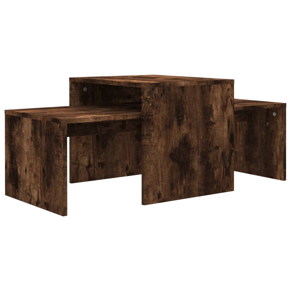 Salongbordsett røkt eik 100x48x40 cm konstruert tre