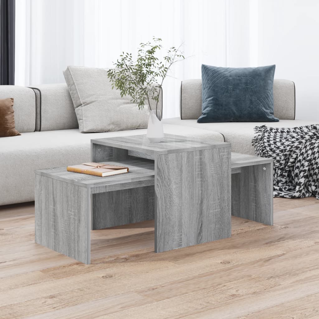 Salongbordsett grå sonoma 100x48x40 cm konstruert tre