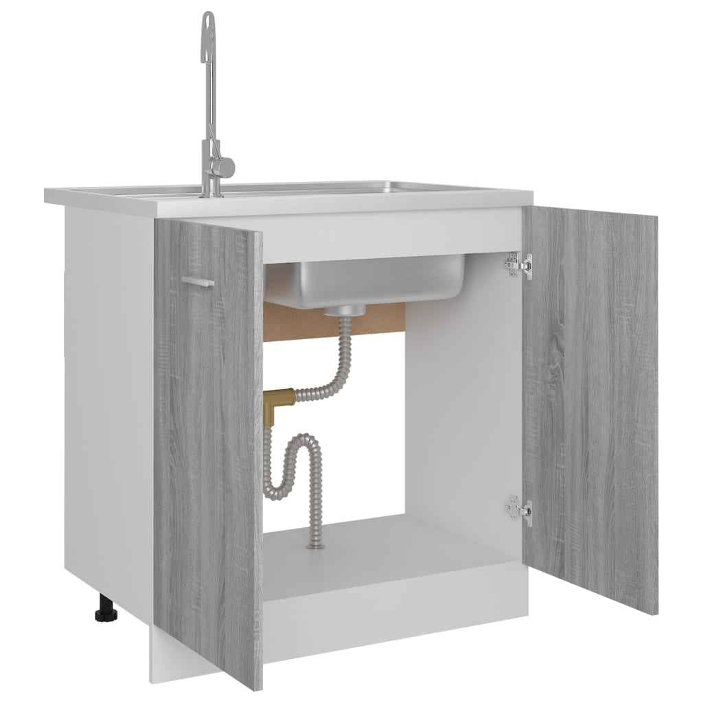 Underskap til vask grå sonoma 80x46x81,5 cm konstruert tre