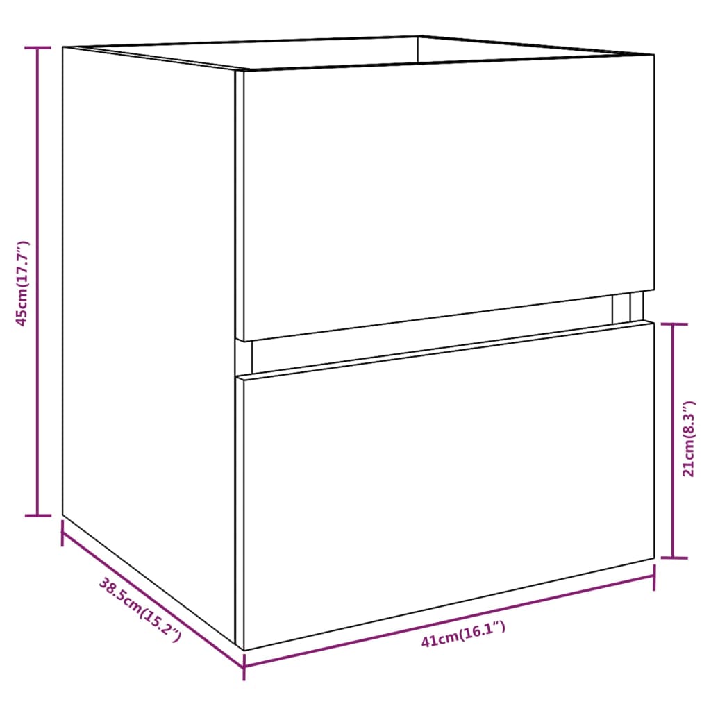 Servantskap brun eik 41x38,5x45 cm konstruert tre