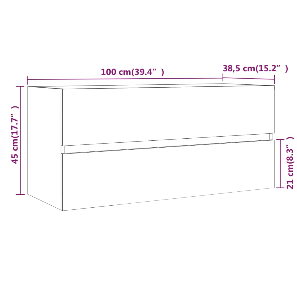 Servantskap grå sonoma 100x38,5x45 cm konstruert tre