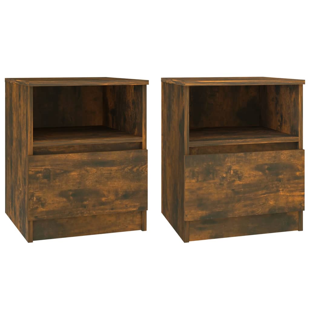 Nattbord 2 stk røkt eik 40x40x50 cm konstruert tre