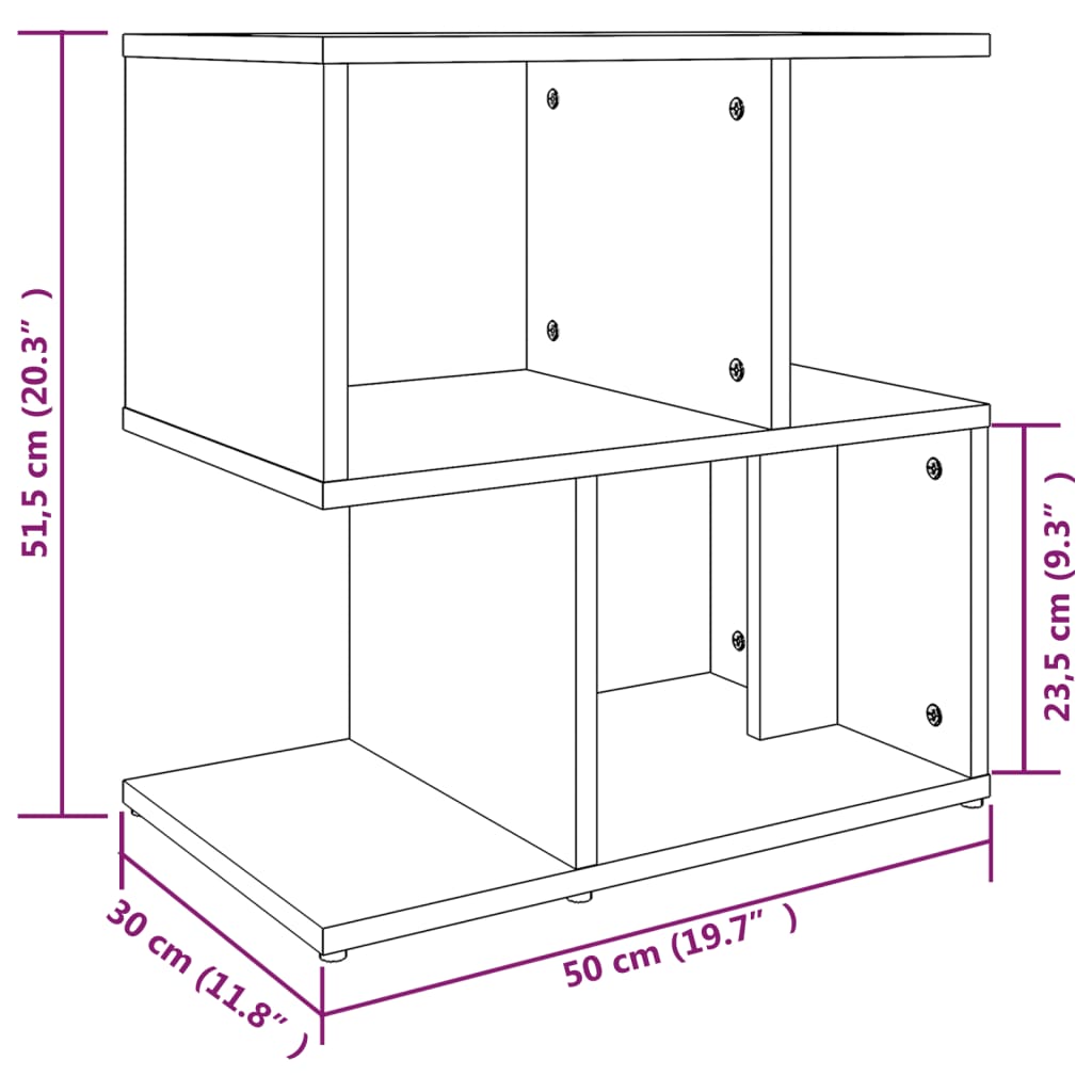 Nattbord røkt eik 50x30x51,5 cm konstruert tre