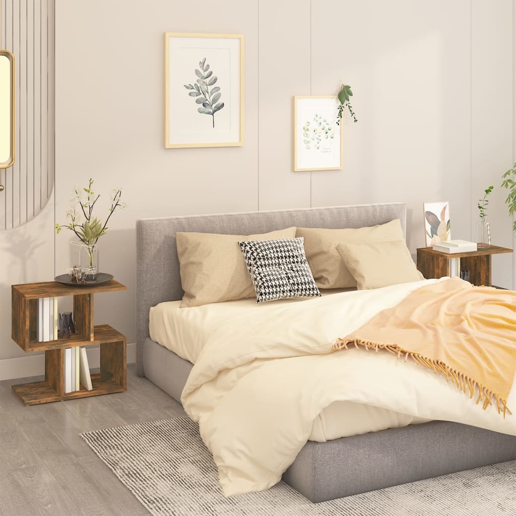 Nattbord 2 stk røkt eik 50x30x51,5 cm konstruert tre