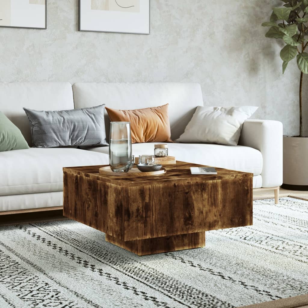 Salongbord røkt eik 60x60x31,5 cm konstruert tre