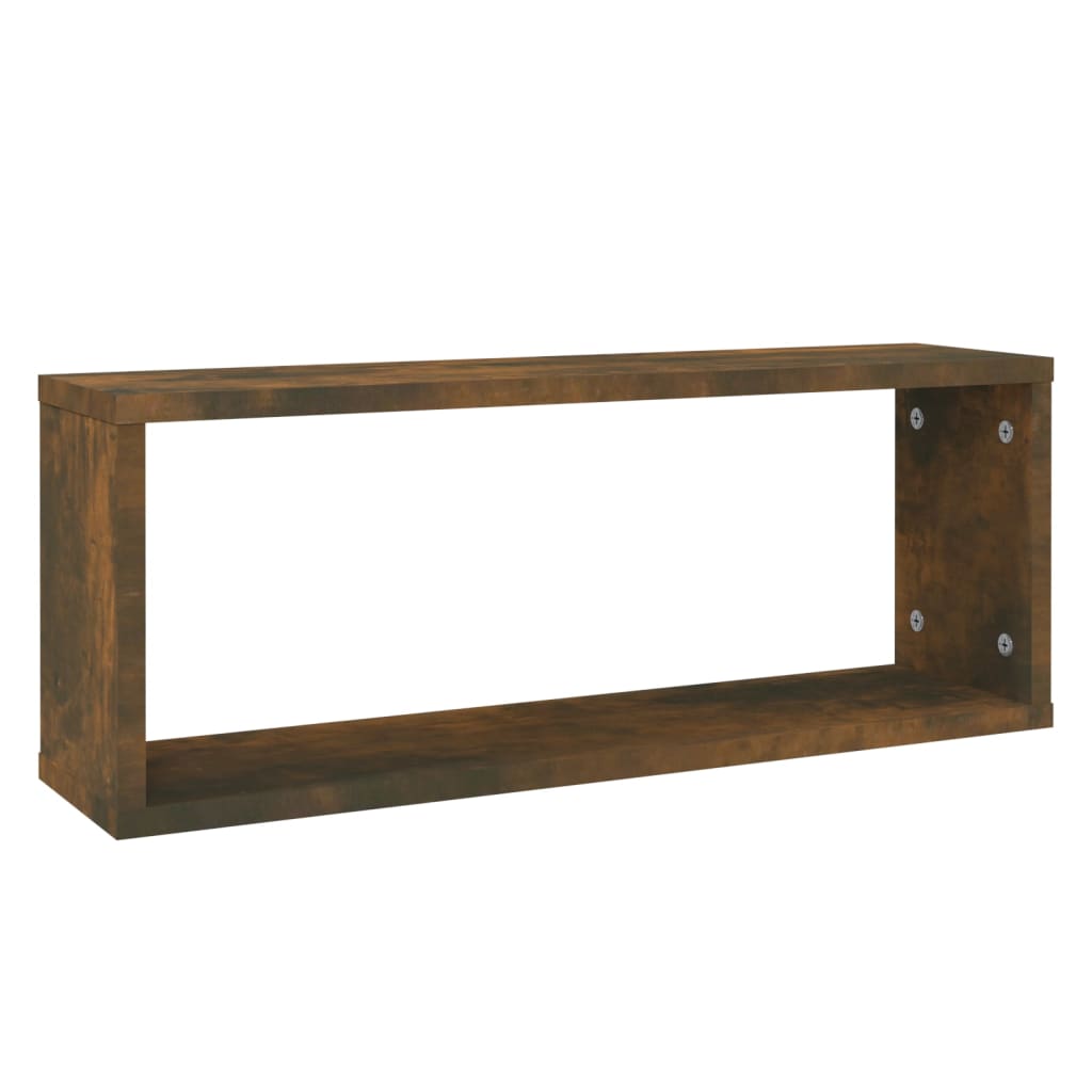 Vegghyller kube 2 stk røkt eik 60x15x23 cm konstruert tre vidaXL