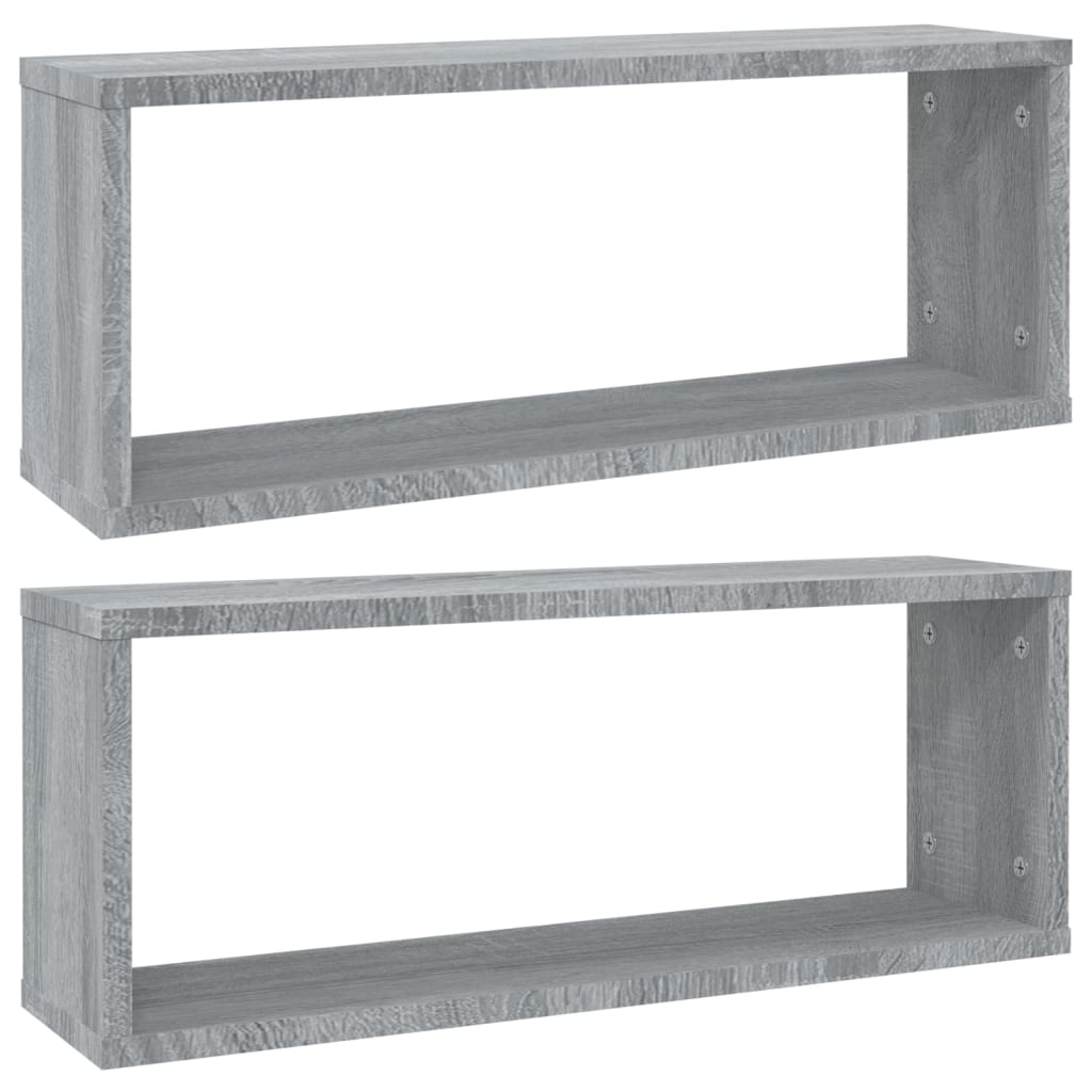 Vegghyller kube 2 stk grå sonoma 60x15x23 cm konstruert tre