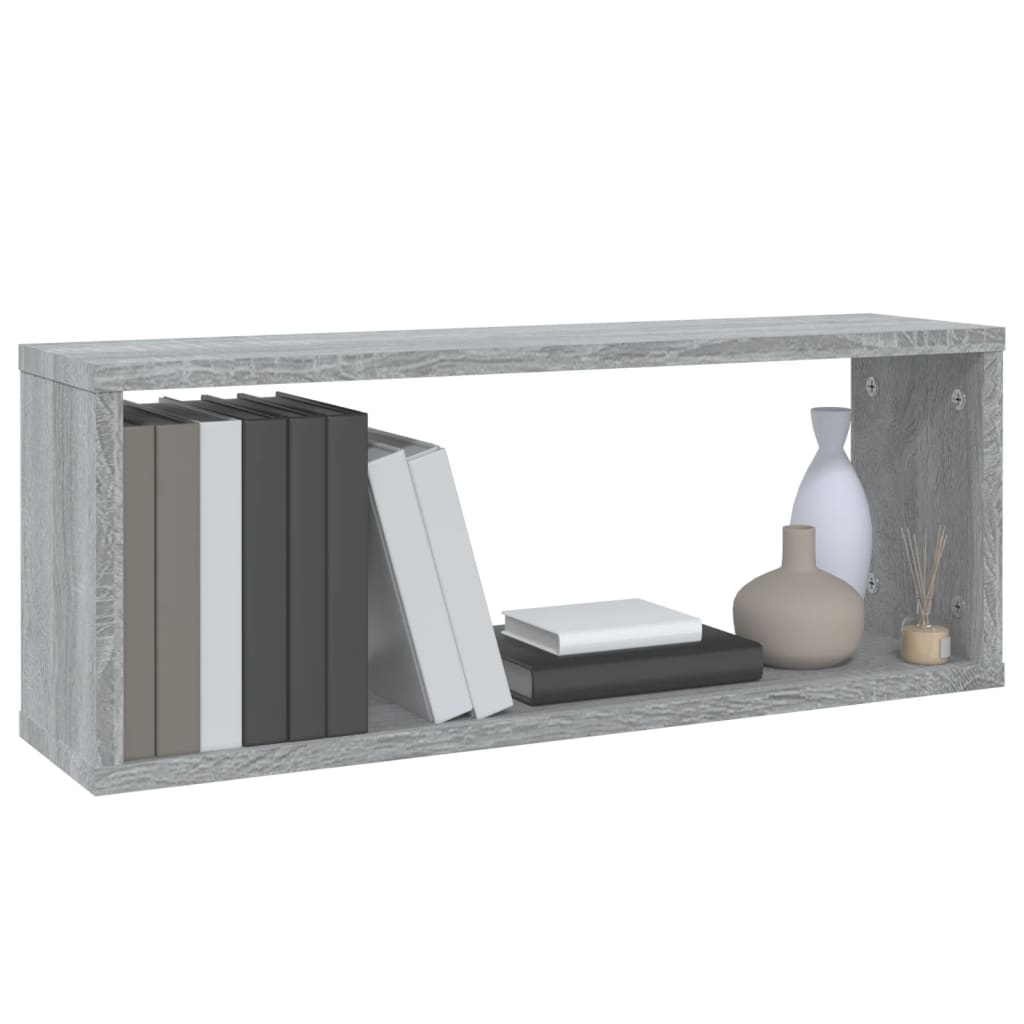 Vegghyller kube 2 stk grå sonoma 60x15x23 cm konstruert tre
