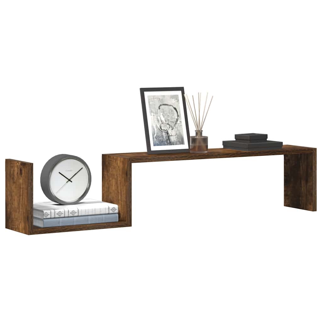 Vegghyller 2 stk røkt eik 100x15x20 cm konstruert tre