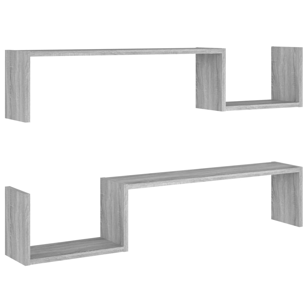 Vegghyller 2 stk grå sonoma 100x15x20 cm konstruert tre