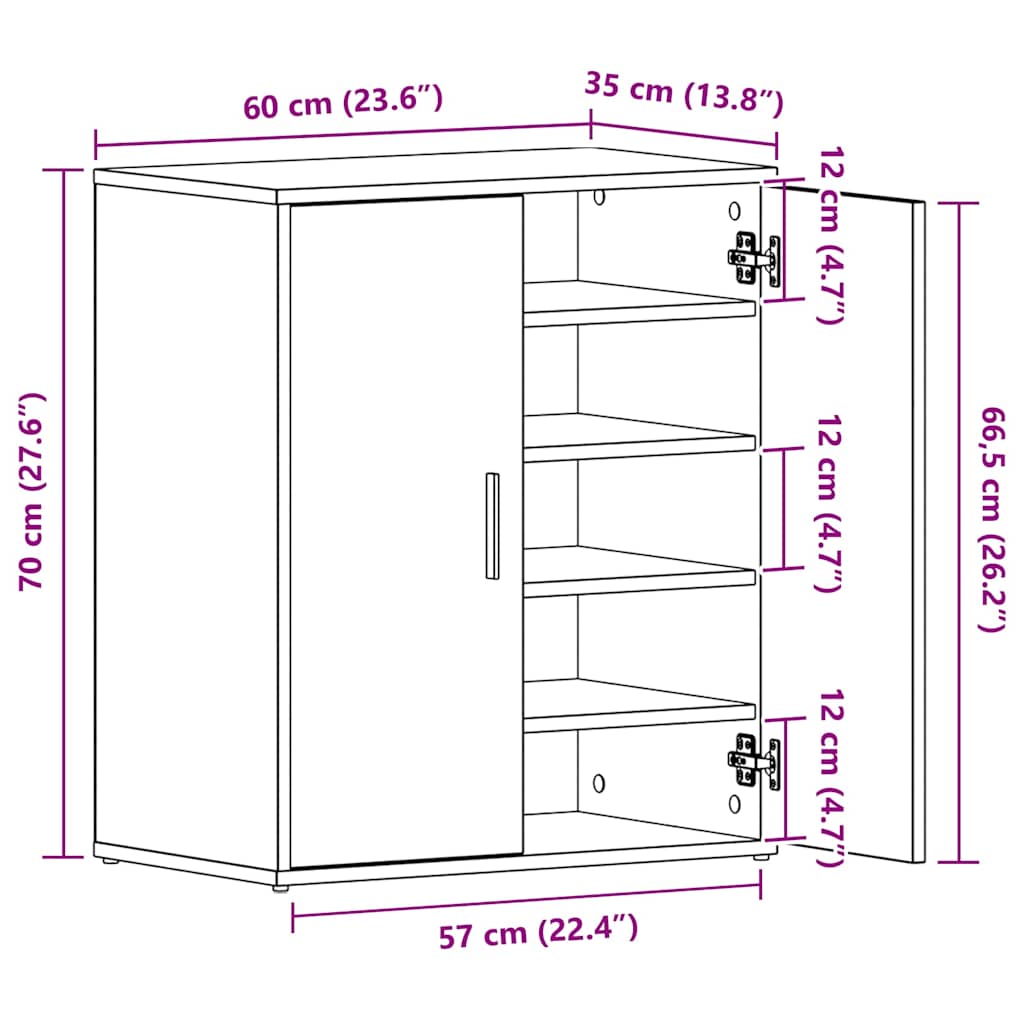 Skohylle røkt eik 60x35x70 cm konstruert tre