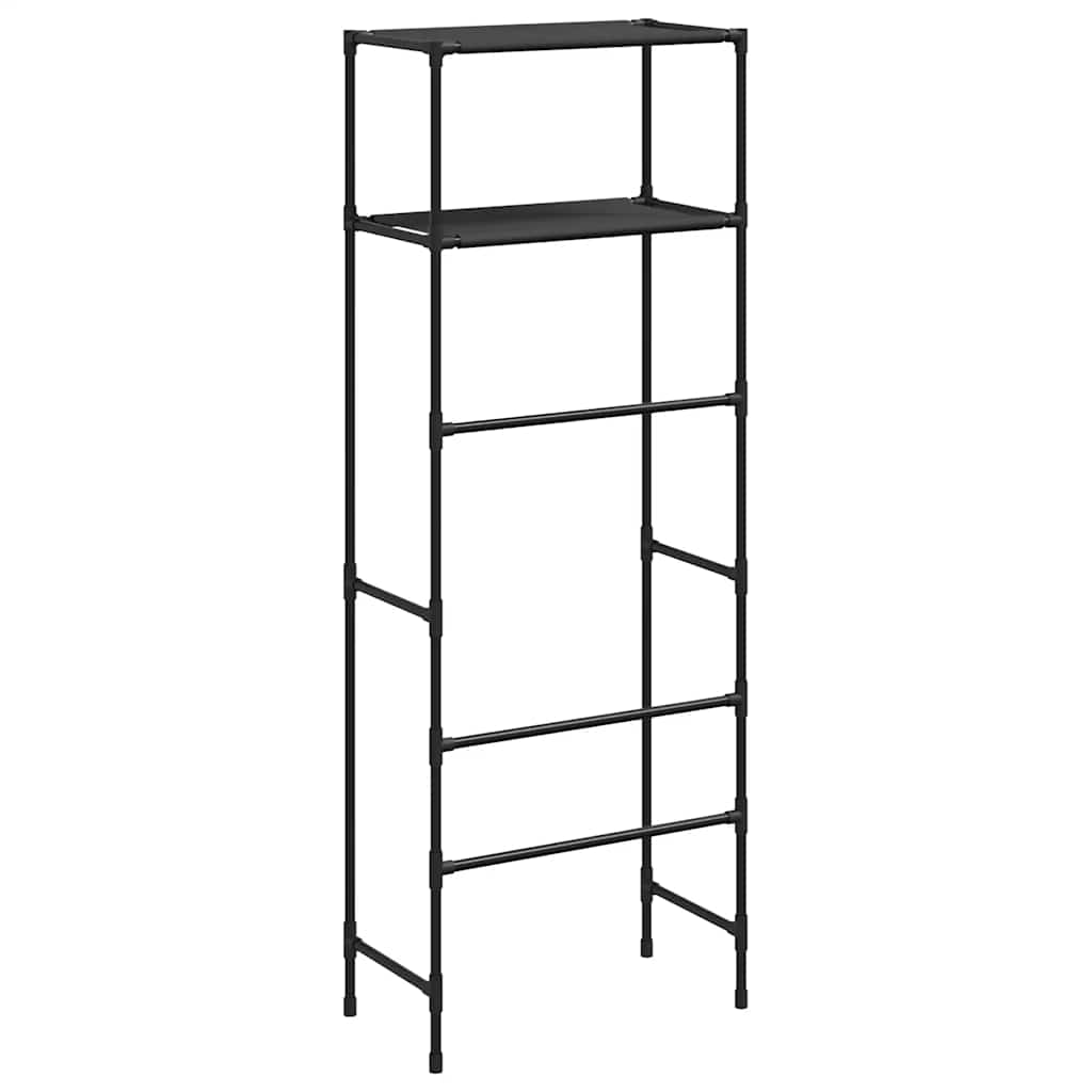 Oppbevaringsstativ 2 hyller toalett svart 53,5x28x143 cm jern