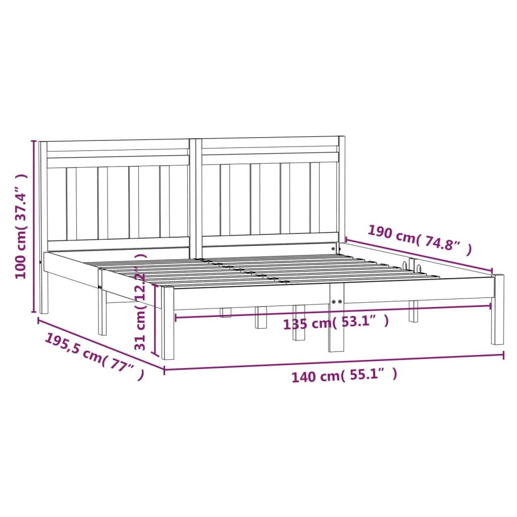 Sengeramme 135x190 cm Double heltre