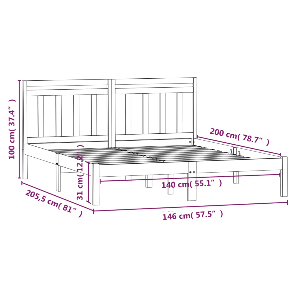 Sengeramme heltre furu 140x200 cm