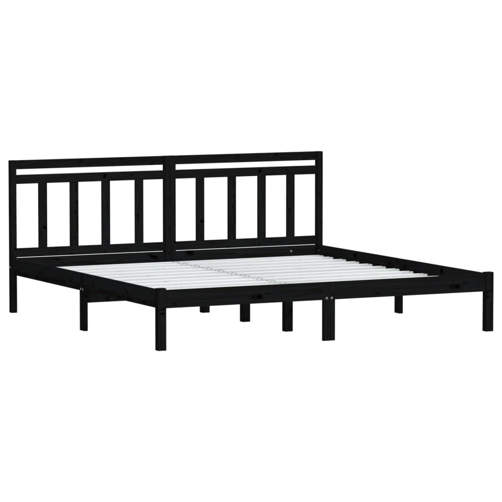 Sengeramme svart heltre furu 200x200 cm