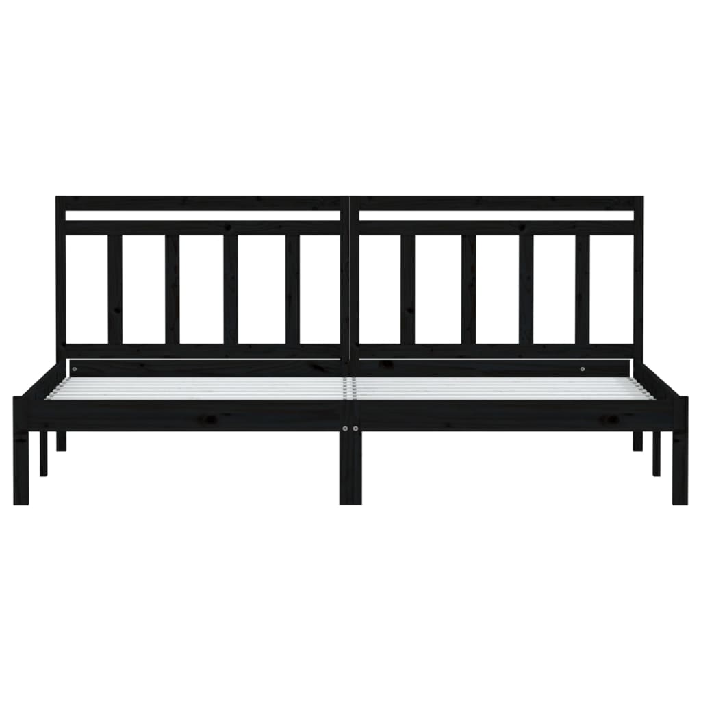 Sengeramme svart heltre furu 200x200 cm