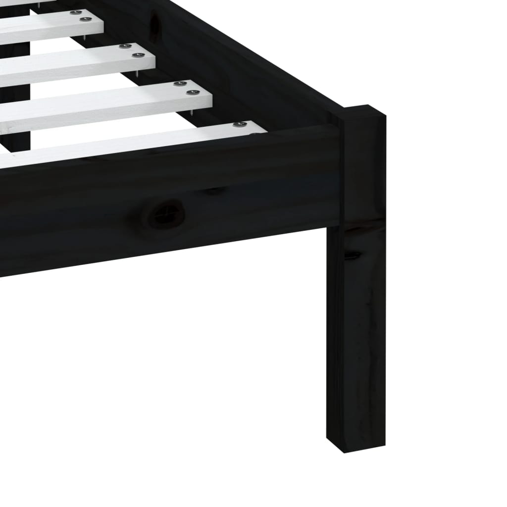 Sengeramme svart heltre furu 200x200 cm