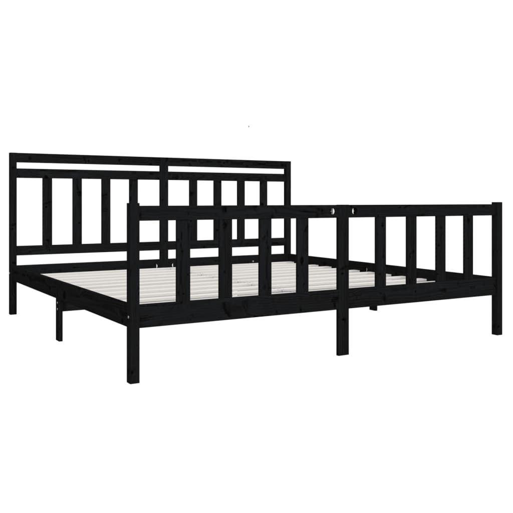 Sengeramme svart heltre 200x200 cm