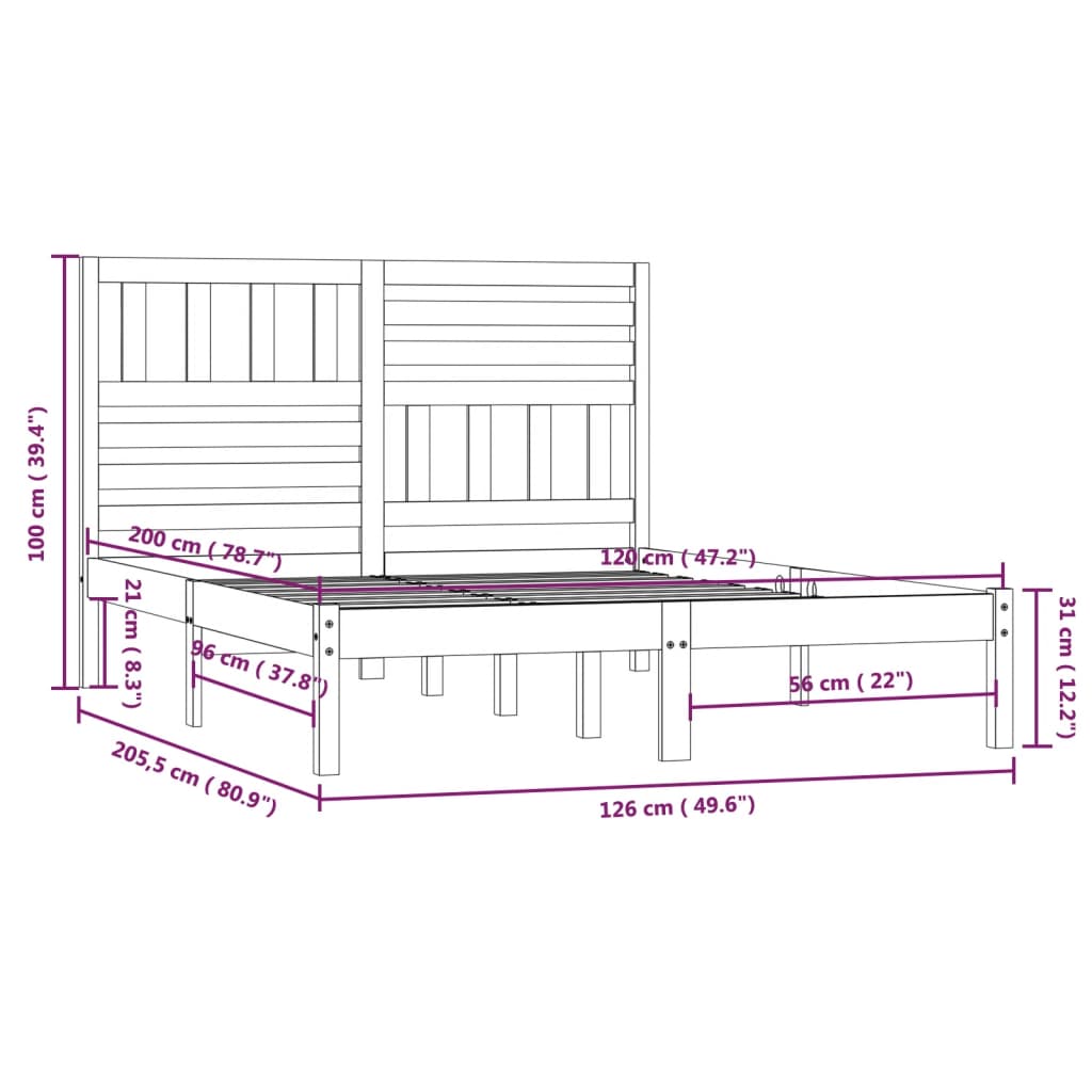Sengeramme heltre furu 120x200 cm