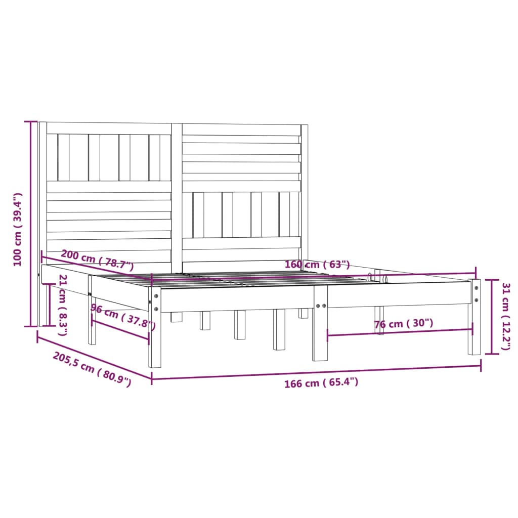 Sengeramme heltre furu 160x200 cm