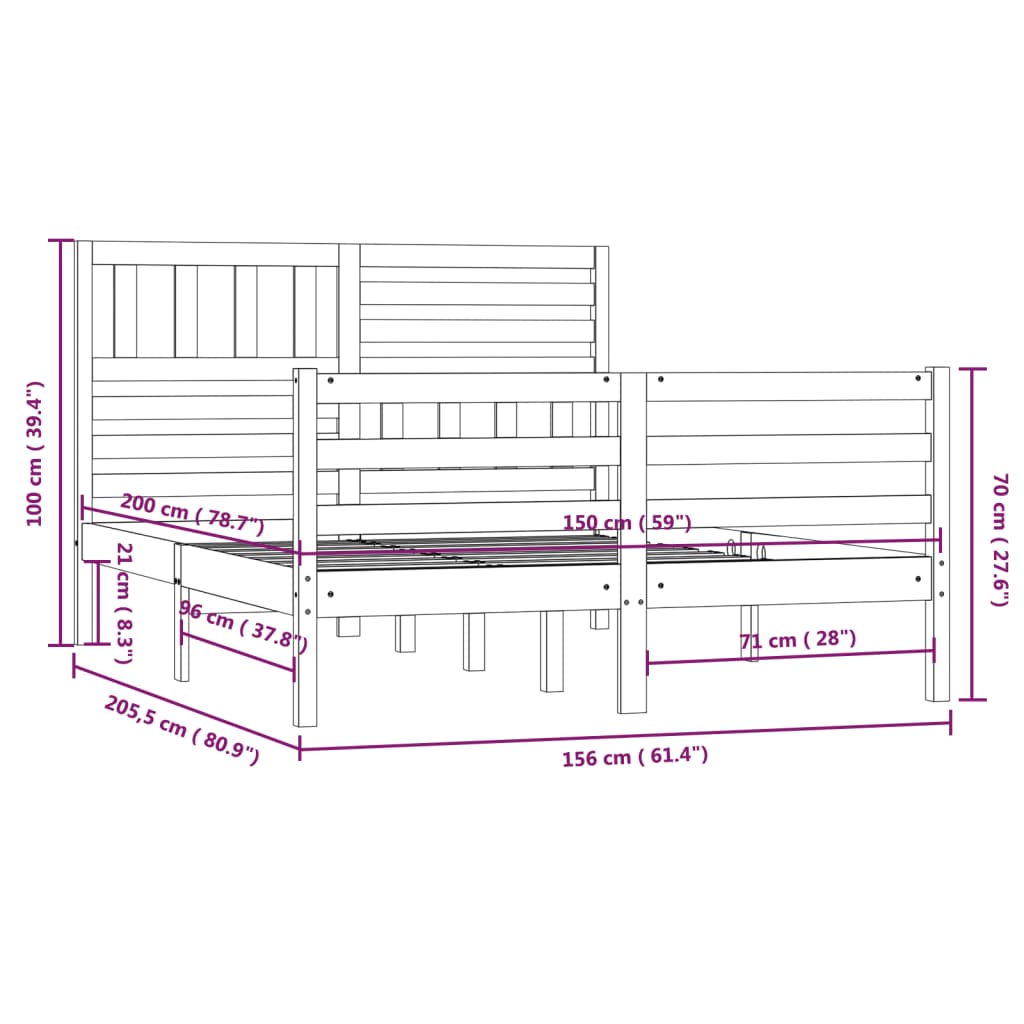 Sengeramme 150x200 cm King Size heltre