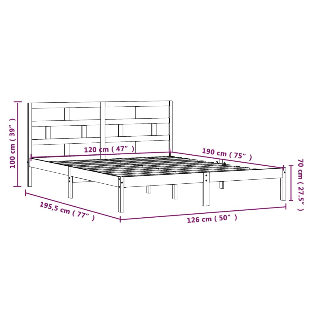 Sengeramme 120x190 cm Small Double heltre