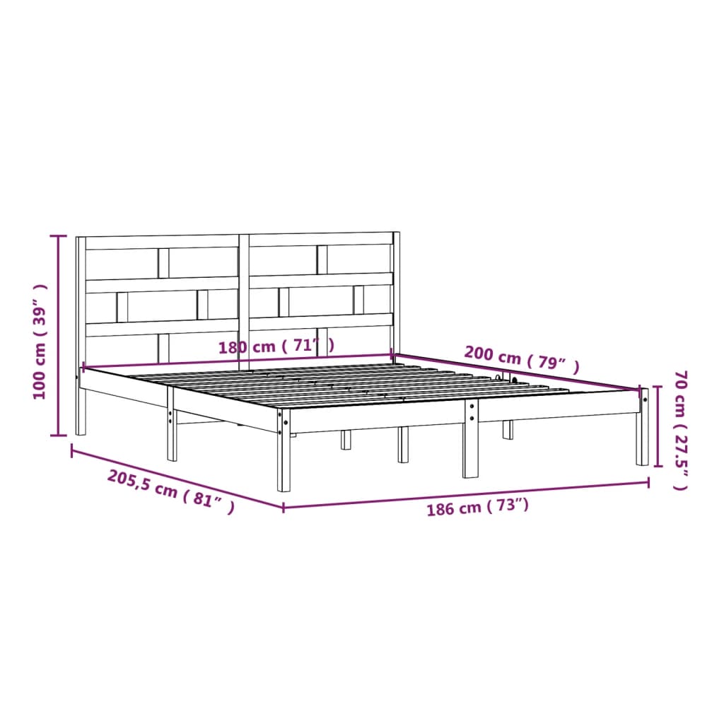 Sengeramme hvit 180x200 cm Super King heltre